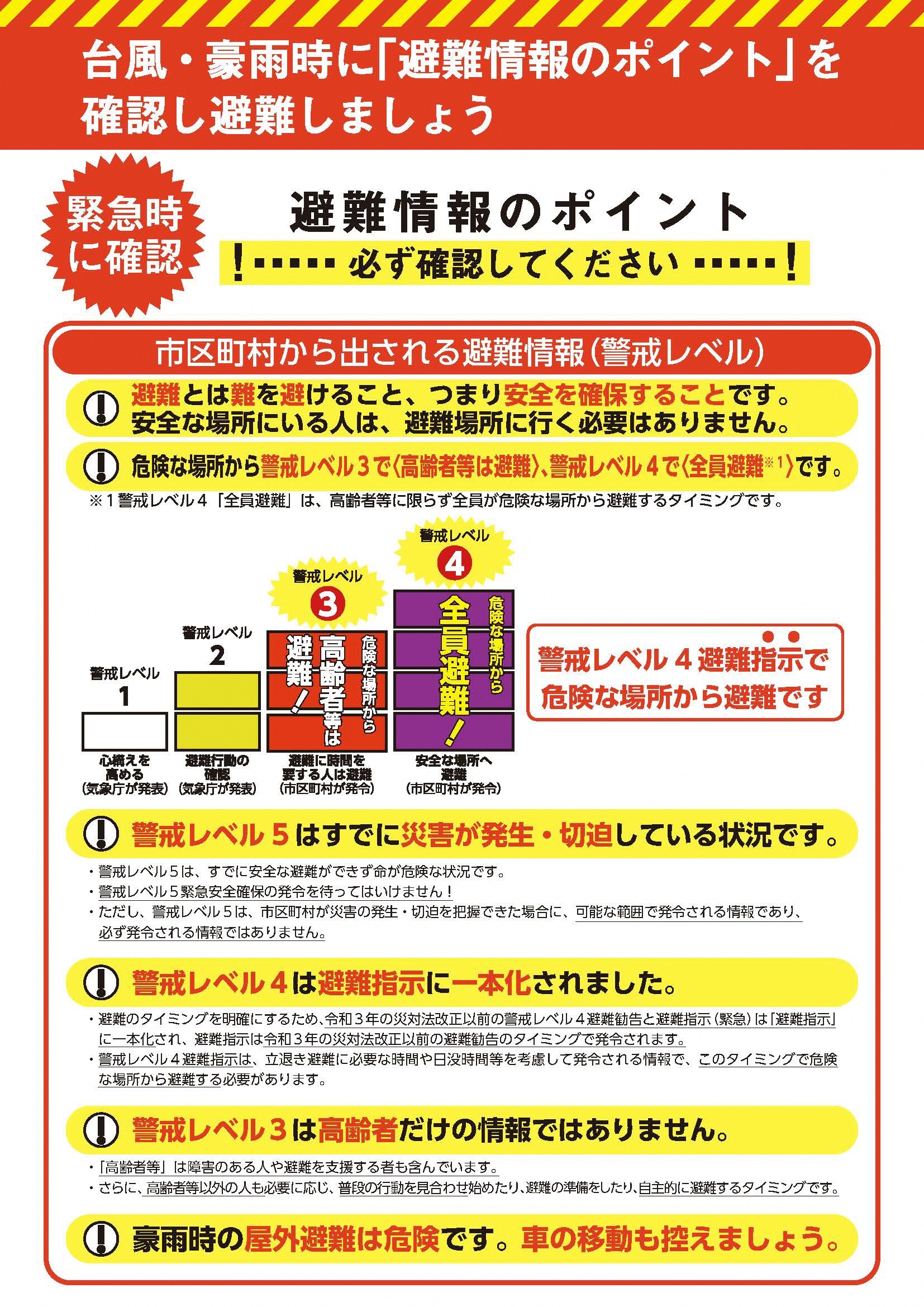 江差町公式ホームページ（北海道檜山） - 「避難情報のポイント」と