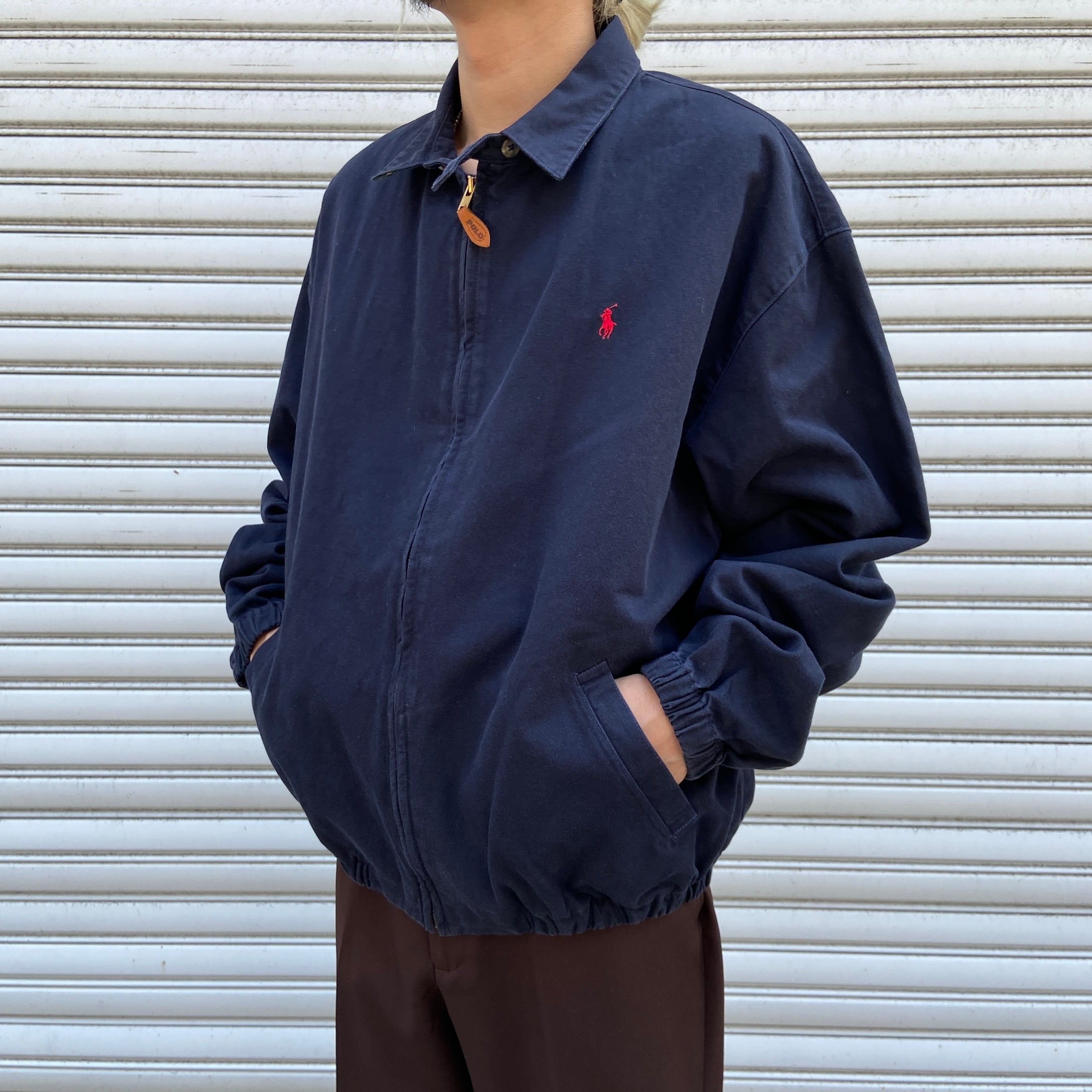 80s USA製 ラルフローレン スウィングトップジャケット ネイビー XL