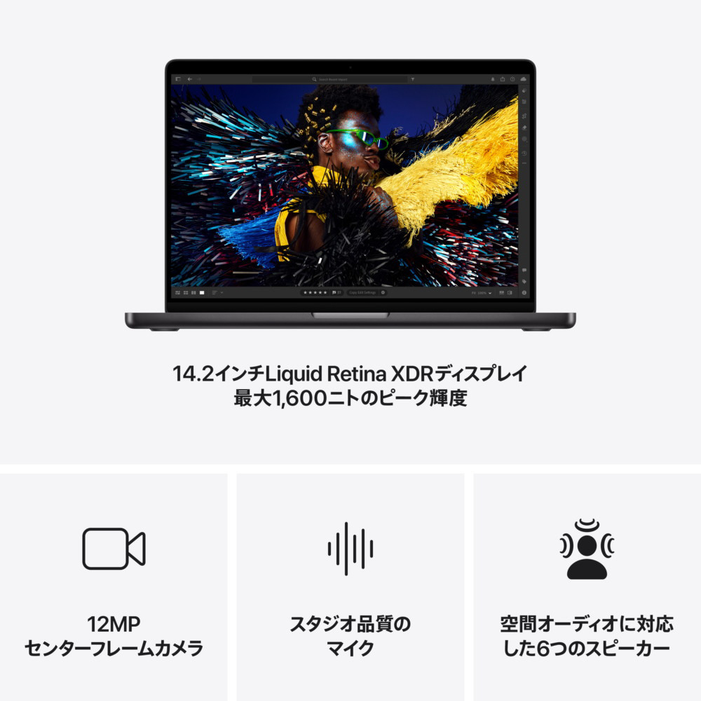 MacBook Pro 14インチ M4 Pro（14CPU/20GPU）スペースブラック MX2J3J