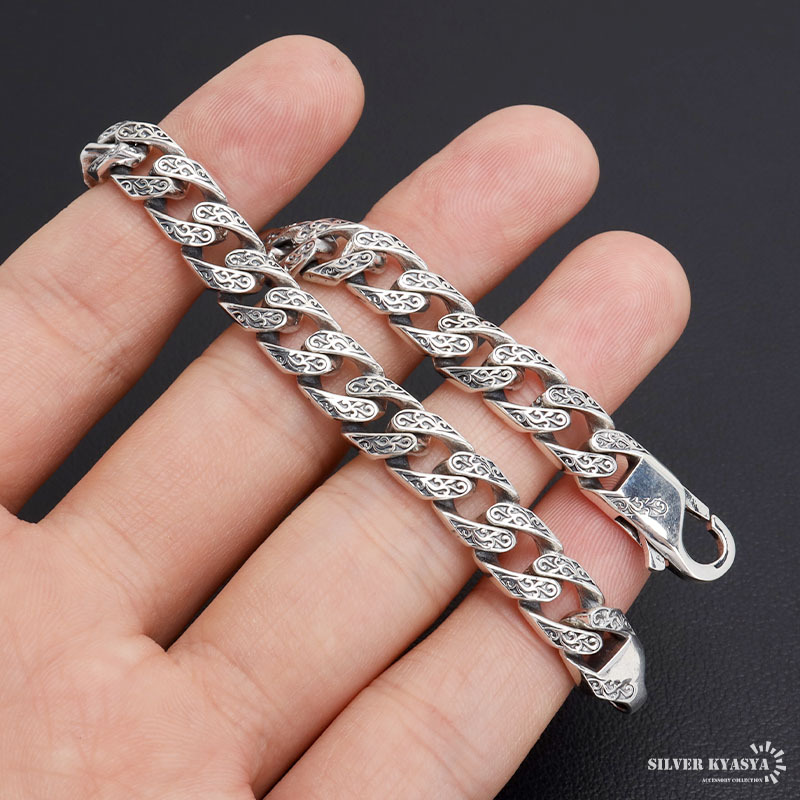 シルバー925 唐草ブレスレット 喜平ブレスレット ペーパーチェーン