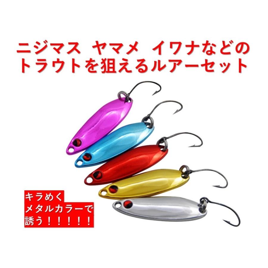 釣り具 ルアー スプーンルアー 3.0g ルアーセット メタルカラー 5色