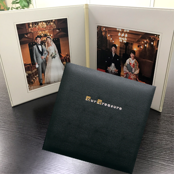 写真台紙 プリント印刷付き 仕上げ【クラシック・黒】6つ切 2面 記念