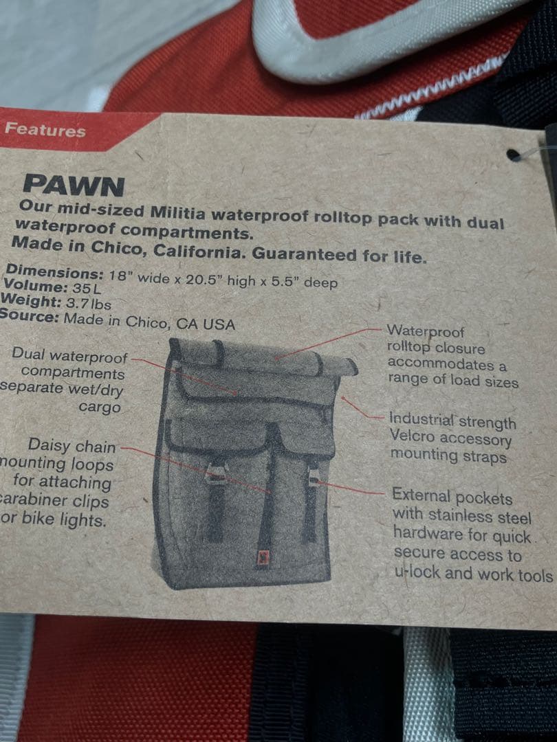 CHROME（クローム）PAWN ピスト　メッセンジャー　バックパック　M3 CHROME（クローム） CHROME INDUSTRIES インダストリーズ