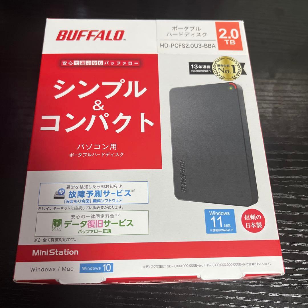 新品未開封 BUFFALOポータブルHDD2TBHD-PCFS2.0U3-BBA Amazon.com: BUFFALO Mini Station 2TB HD-PCFS2.0U3-BBA Portable HDD